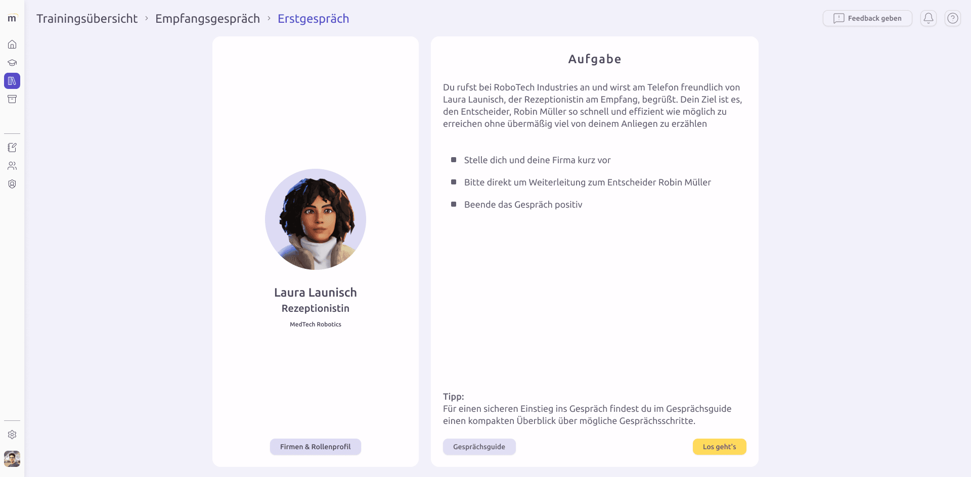 App-Screen: Aufgabenbriefing