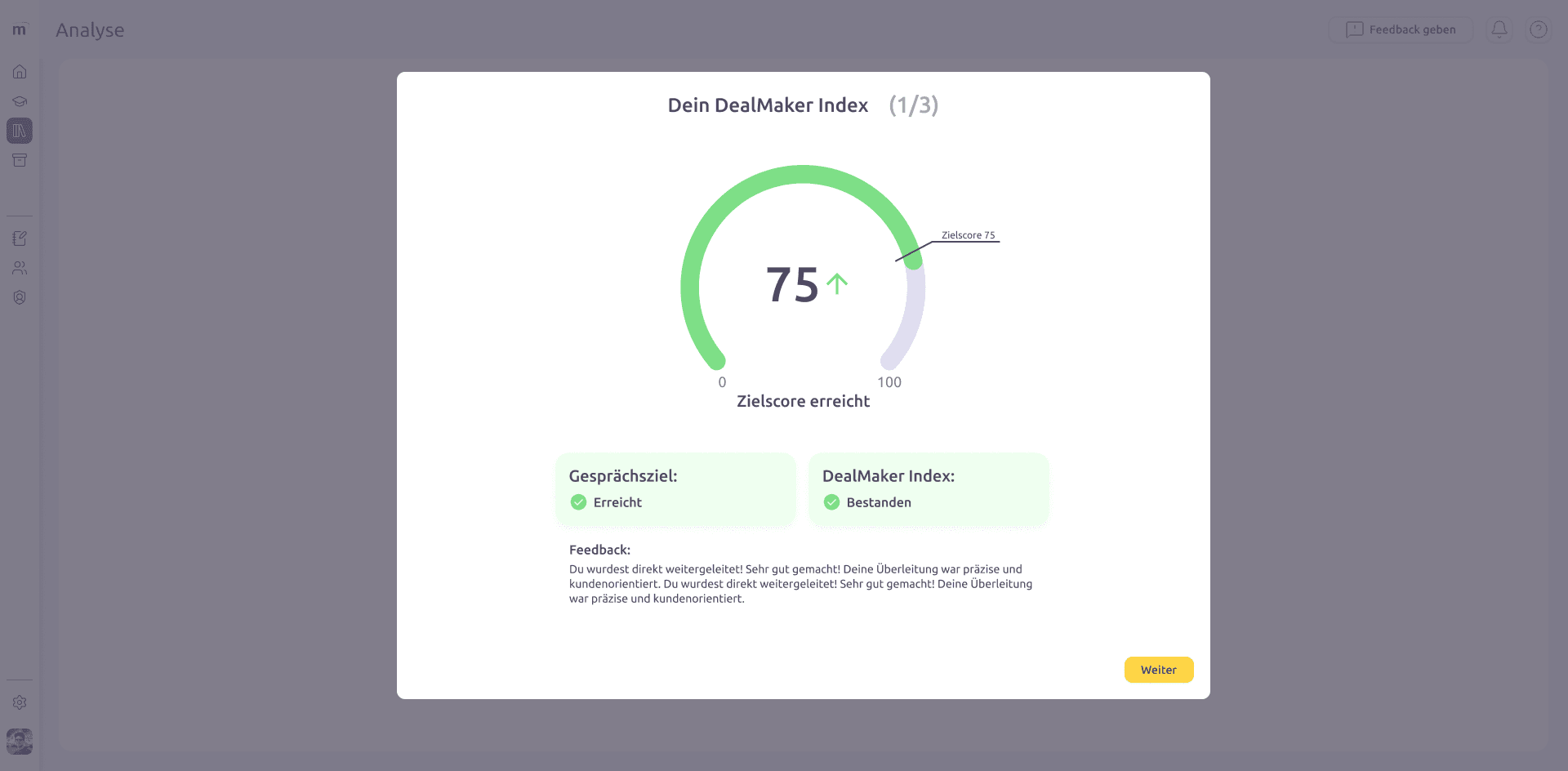App-Screen: Auswertung
