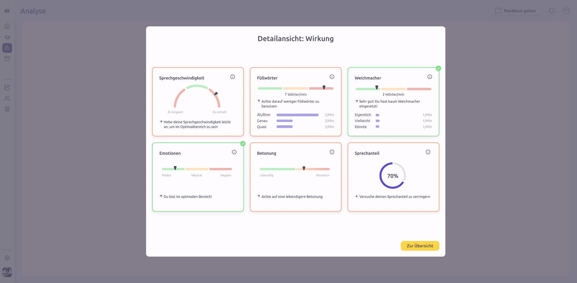 App-Screen: Detailanalyse
